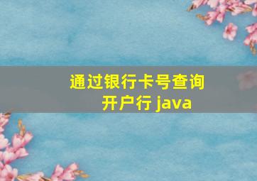 通过银行卡号查询开户行 java